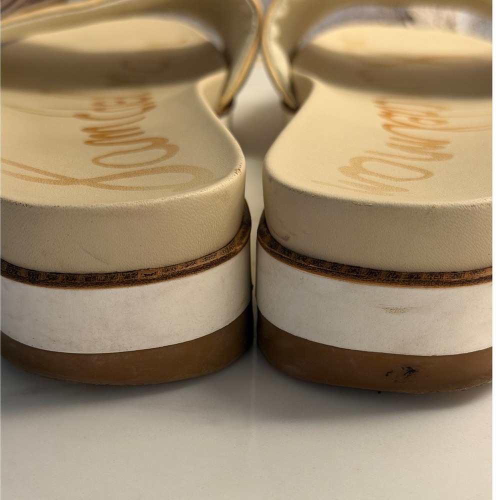 Sam Edelman Womens Adaley Leather Buckle Platform Slide Sandals Cream Beige 10 - Picture 6 of 10